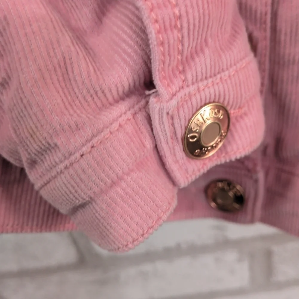 OshKosh Bgosh Girls 4T (Runs Small) Pink Corduroy Jacket Sherpa Collar